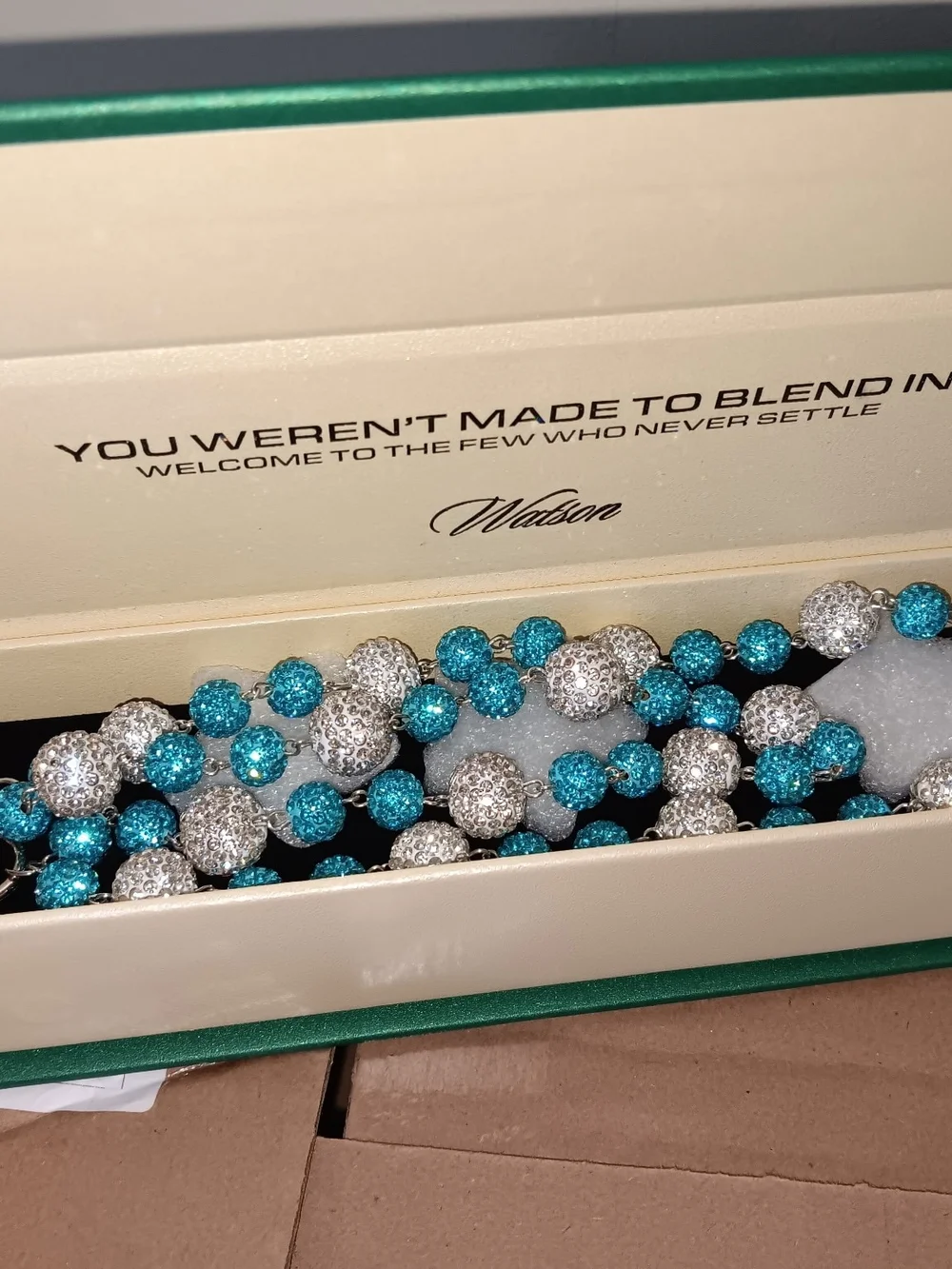 Turquoise and Silver Beaded Denim Chain for Men